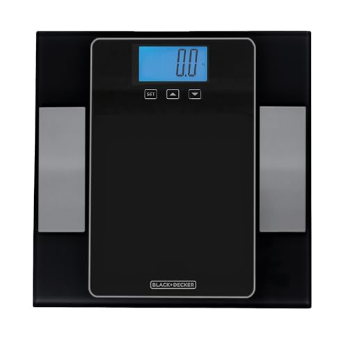 Black Decker Digital Bath Composition Smart Scale. Weight BMI Calorie Recommendation Fat Water Muscle Body Bone Analysis Black