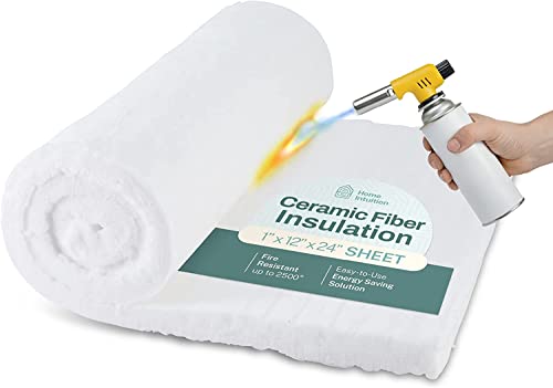 Home Intuition Ceramic Fiber Insulation Blanket, 12"x24", Fire Rated 2500°F, High Temperature