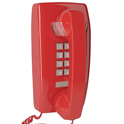 Home Intuition Amplified Single Line Corded Wall Mounted Telephone with Extra Loud Ringer, Red
