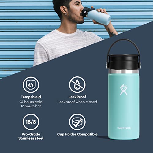 Hydro Flask Stainless Steel Wide Mouth Bottle with Flex Sip Lid and Double-Wall Vacuum Insulation for Coffee, Tea and Drinks