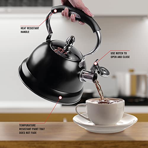 YSSOA Whistling Stovetop Tea Kettle, 3.2 Quart Jamaica