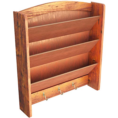 Home Intuition 3-Tier Wall Mount Mail Organizer with Key Hooks