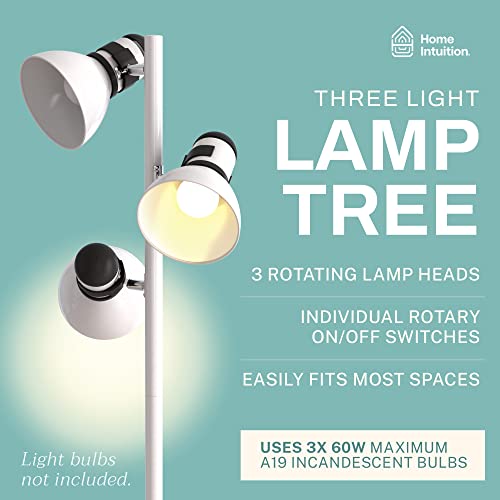 Home Intuition 3 Light Floor Lamp - Standing Lamp for Living Room, Bedroom, Office - Adjustable Modern Tree Floor Lamps, 60W Bright Spotlight Lighting - Rotating Swivel Corner Light for Reading