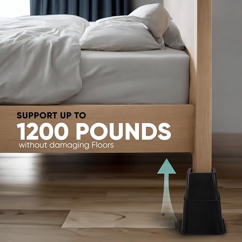 Bed Riser Set Adjustable Bed Risers Furniture Riser, 4 Pack