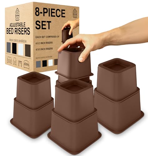 Google Bed Risers Adjustable Bed Risers Furniture Riser, 4 Pack