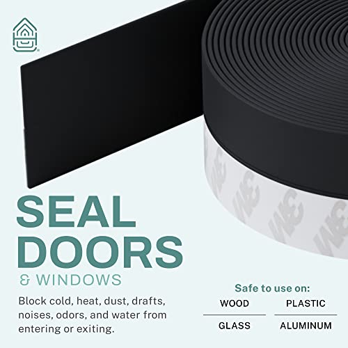 33 Feet Self Stick Silicone Door Seal Strip for Windows, Doors, Glass Shower Door, Sliding Door Weatherstrip Draft Stopper Weather Stripping Tape Roll Exterior Door Frame Sealers