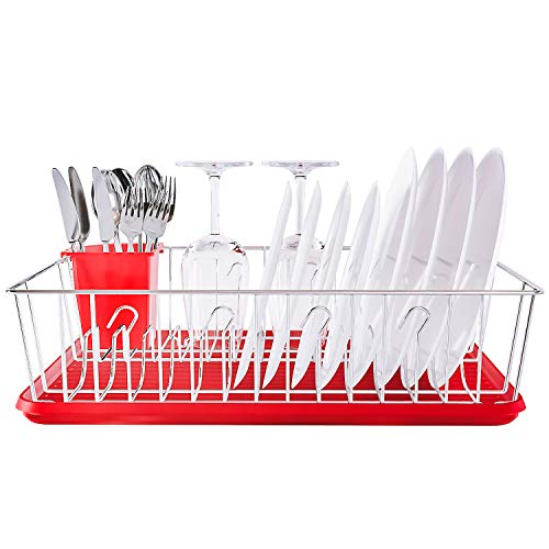 Home Intuition Dish Drainer Rack and Tray Set 17" x 13.75" x 5"