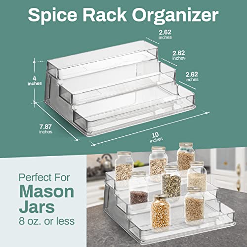 Step Organiser 3-Tier Spice Rack Step Shelf Cabinet Organizer, Clear
