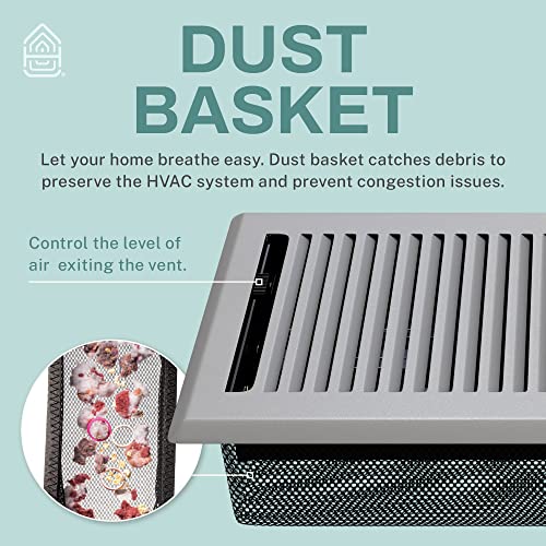 Home Intuition Contemporary Decorative Floor Register Vent with Mesh Cover Trap
