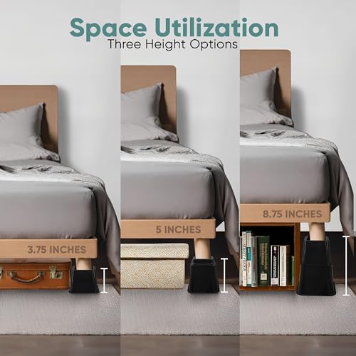 Google Bed Risers Adjustable Bed Risers Furniture Riser, 4 Pack