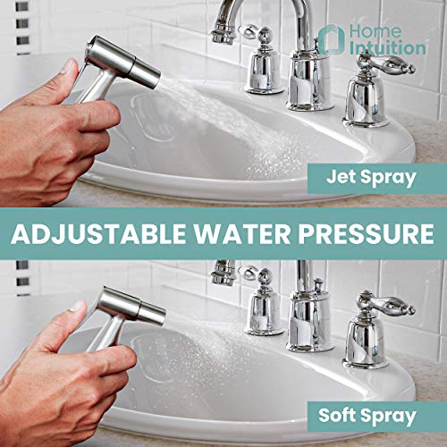 Home Intuition Non Electric Stainless Steel Handheld Bidet Sprayer for Toilet Seat Feminine Wash with 2 Pressure Option Shower Hose Seat Attachment