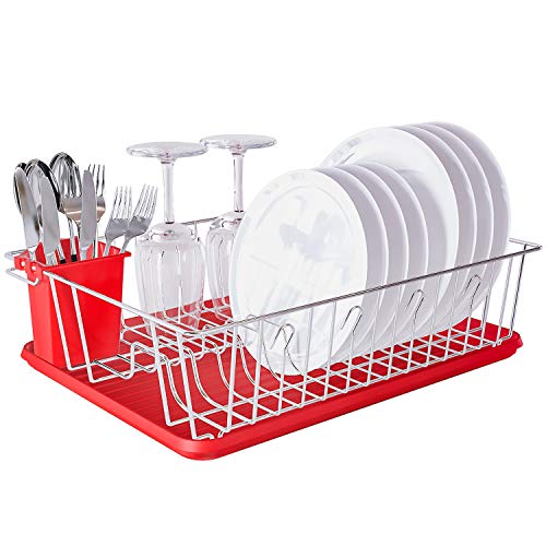 Home Intuition Dish Drainer Rack and Tray Set 17" x 13.75" x 5"