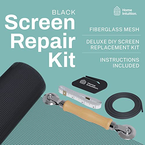 Home Intuition Window Screen Replacement Kit, Fiberglass Roll, Tools Included, Doors, Windows