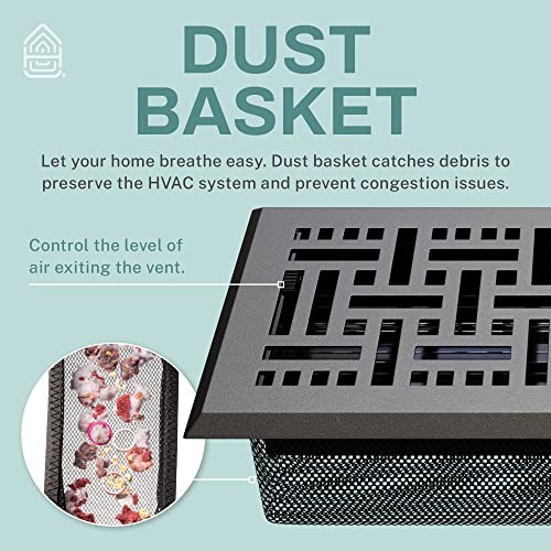 Home Intuition Basketweave Decorative Floor Register Vent with Mesh Cover Trap