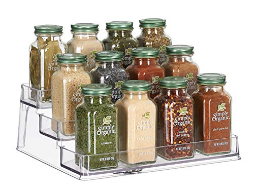 Home Intuition 3-Tier Spice Rack Step Shelf Cabinet Organizer, Clear