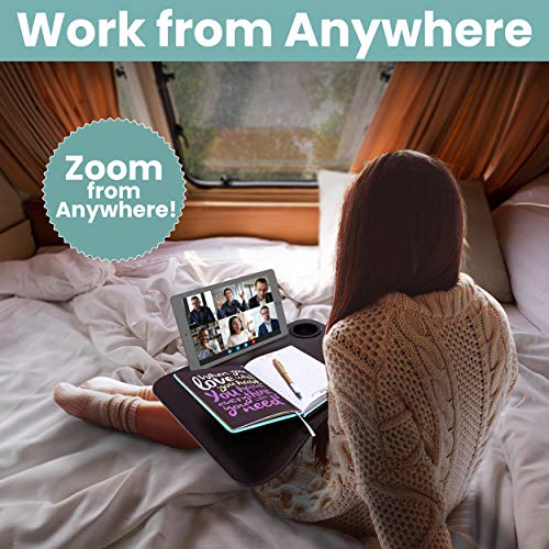 Home Intuition Lap Desk with Pillow Cushion - Portable Laptop Stand for Bed, Cup & Tablet Holder