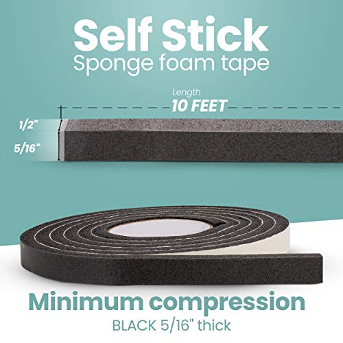 20 Feet Self Stick Low Density Foam Insulation Tape Adhesive Weather Stripping Seal for Doors and Windows - Low Density
