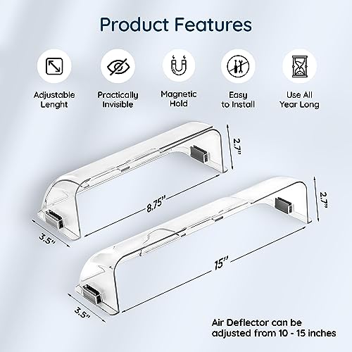 Home Intuition Adjustable Magnetic Air Deflector for Behind Furniture Vents Sidewall and Ceiling Registers 8.5-14 Inch