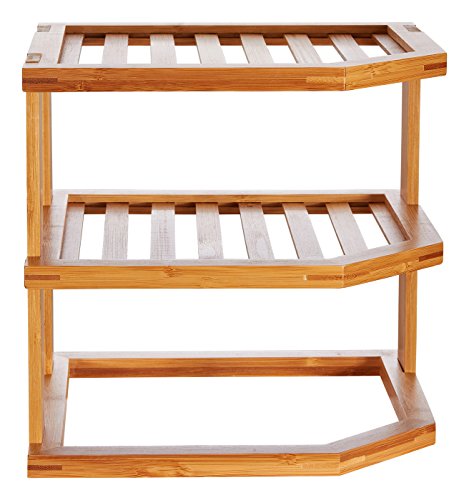 3-Tier Bamboo Wood Corner Rack