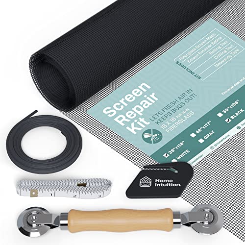 Home Intuition Window Screen Replacement Kit, Fiberglass Roll, Tools Included, Doors, Windows