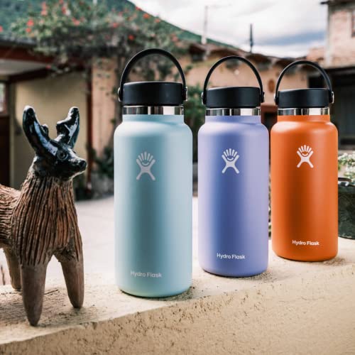 Hydro Flask Stainless Steel Wide Mouth Water Bottle with Flex Cap and Double-Wall Vacuum Insulation