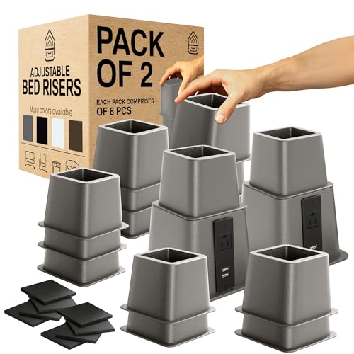 Google Bed Risers Adjustable Bed Risers Furniture Riser, 4 Pack