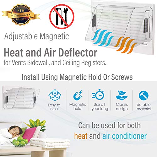 Home Intuition Adjustable Magnetic Heat and Air Deflector for Vents, Sidewall, and Ceiling Registers