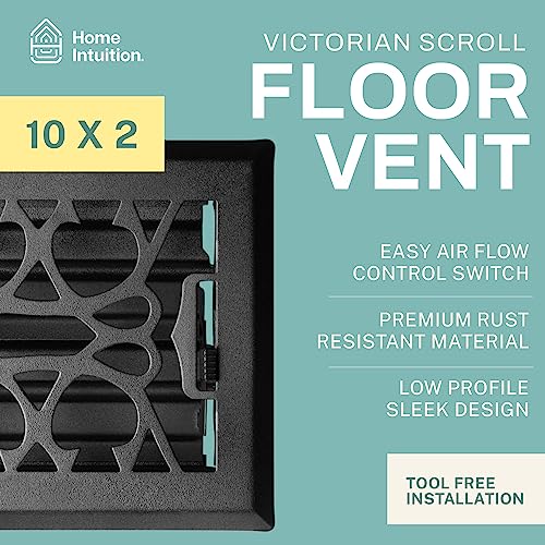 2 Pack Victorian Scroll Decorative Floor Register Vent with Mesh Cover Trap