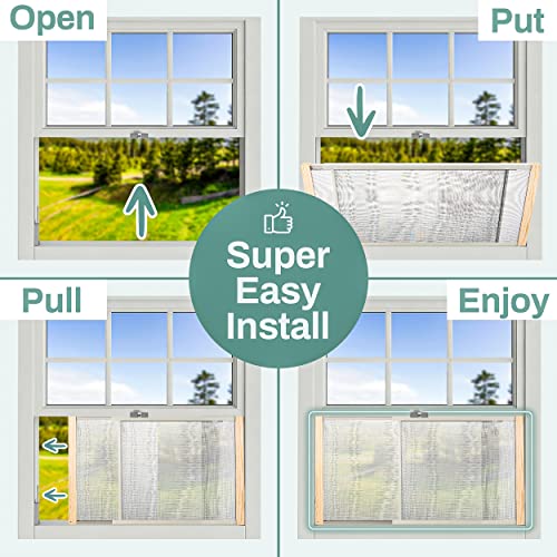 Home Intuition 2-Pack Adjustable Horizontal Window Screen, Bug and Mosquito Netting, Replacement WindowScreen for Kitchen Windows, RV Camper, Dorm Ventilation
