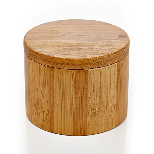 Home Intuition Bamboo Salt and Spice Storage Box With Magnetic Swivel Lid