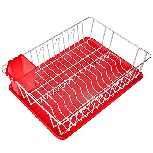 Home Intuition Dish Drainer Rack and Tray Set 17" x 13.75" x 5"