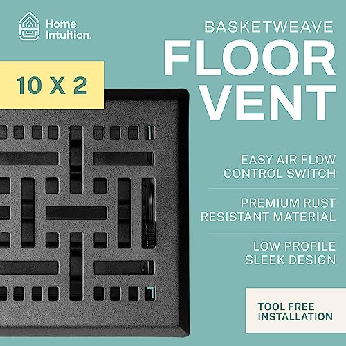 2 Pack Basketweave Decorative Floor Register Vent with Mesh Cover Trap