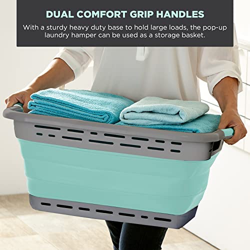BLACK+DECKER 1 Large 25" Slim Collapsible Laundry Basket - Portable & Space-Saving Basket with Dual Comfort Grip Handles - Ideal for Laundry, Towels, Blankets & More in Small Spaces & Travel