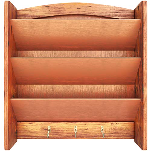 Home Intuition 3-Tier Wall Mount Mail Organizer with Key Hooks