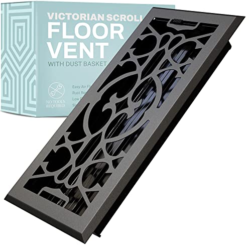 Home Intuition Victorian Floor Vent Cover, Mesh, Walkable Metal, Heat and Air Trap