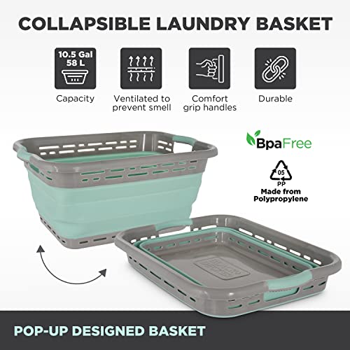 BLACK+DECKER 1 Large 25" Slim Collapsible Laundry Basket - Portable & Space-Saving Basket with Dual Comfort Grip Handles - Ideal for Laundry, Towels, Blankets & More in Small Spaces & Travel