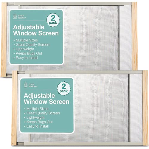 Home Intuition 2-Pack Adjustable Horizontal Window Screen, Bug and Mosquito Netting