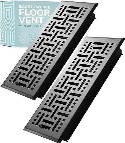 2 Pack Basketweave Decorative Floor Register Vent with Mesh Cover Trap