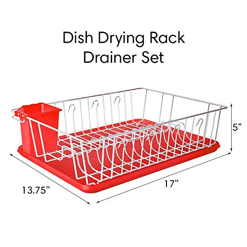 Home Intuition Dish Drainer Rack and Tray Set 17" x 13.75" x 5"