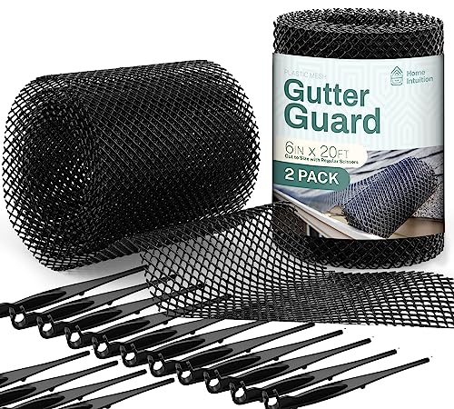 Home Intuition Leader and Gutter Guard, Plastic Mesh, Leaf Protector, 6"x20'