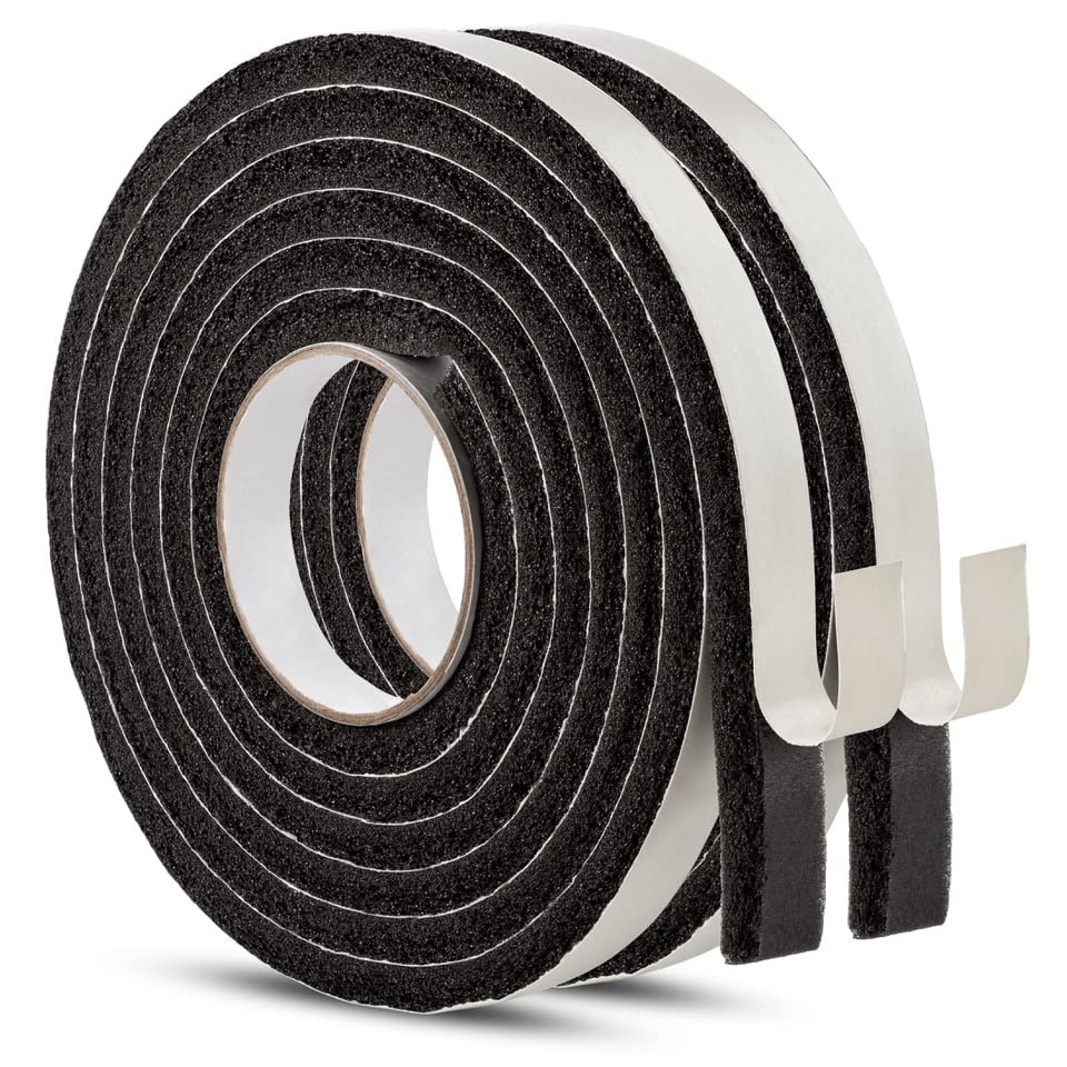 20 Feet Self Stick Low Density Foam Insulation Tape Adhesive Weather Stripping Seal for Doors and Windows - Low Density
