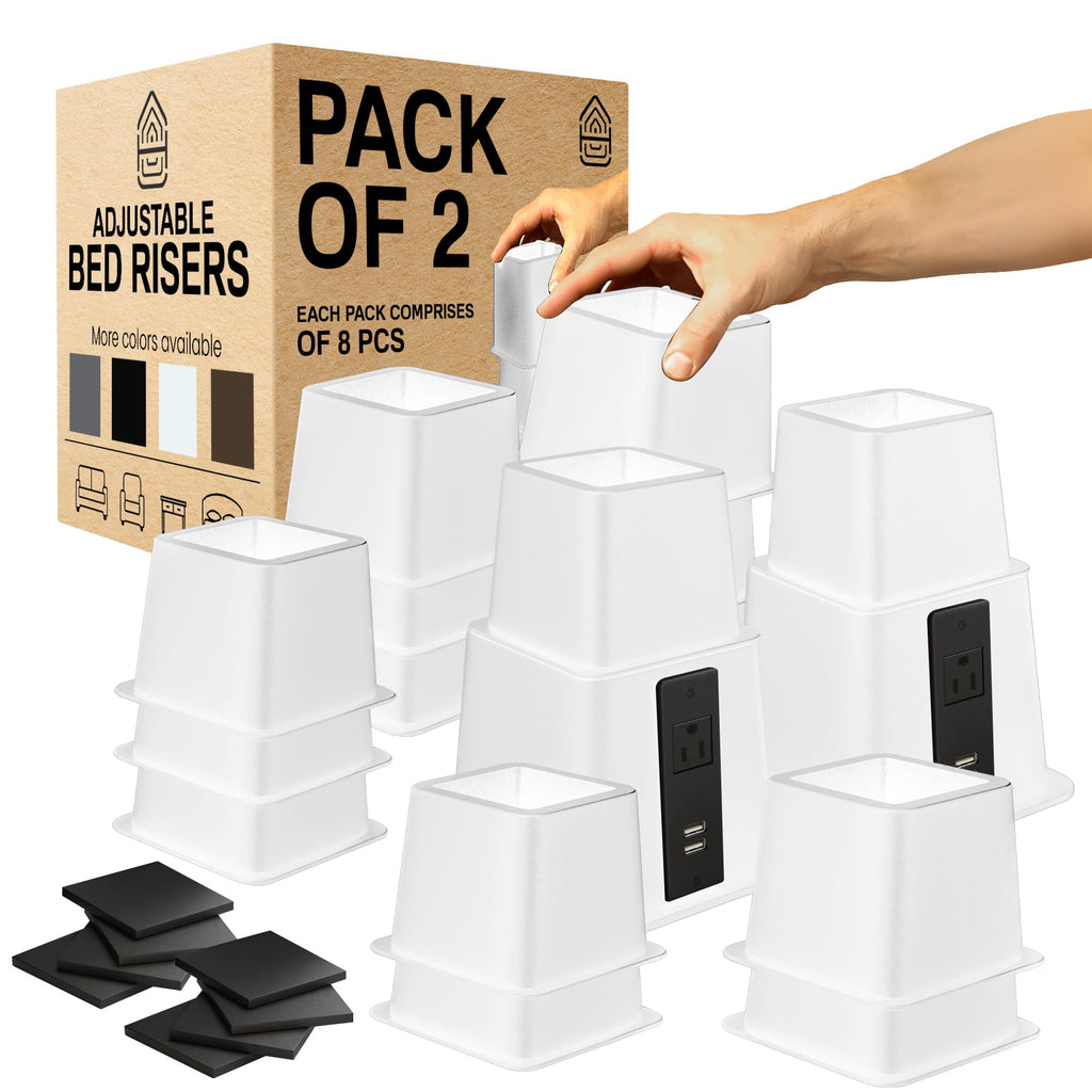 Bed Riser Set Adjustable Bed Risers Furniture Riser, 4 Pack