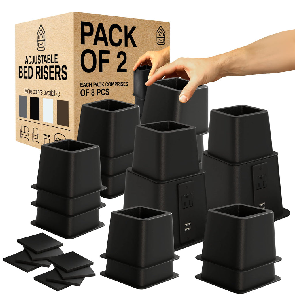 Google Bed Risers Adjustable Bed Risers Furniture Riser, 4 Pack
