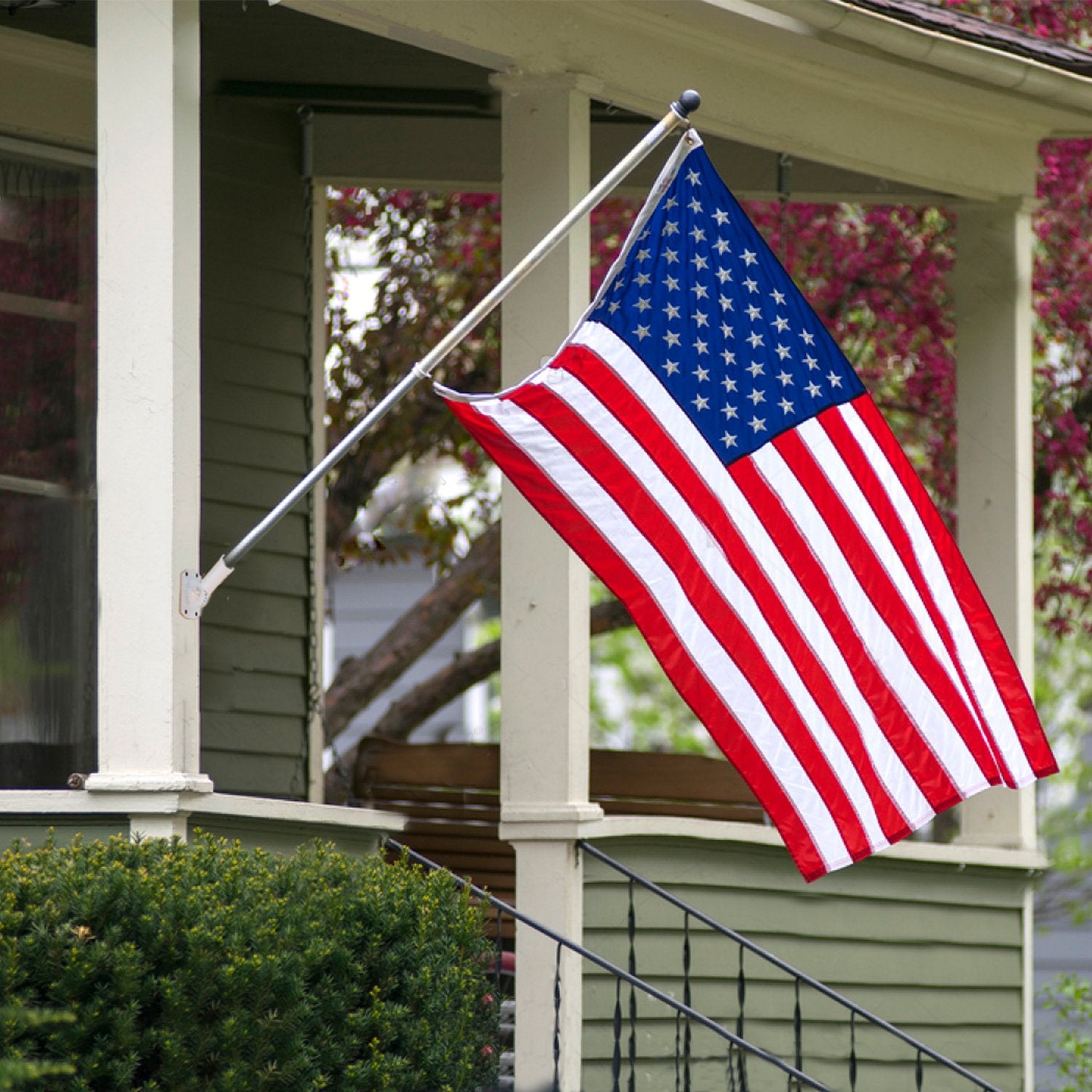American Flag Pole Holder Bracket, Aluminum, White